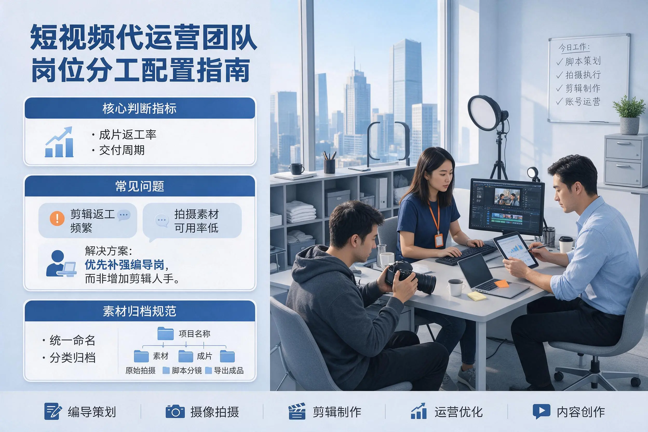 短视频代运营团队如何配置?仙桃企业岗位分工科普说明