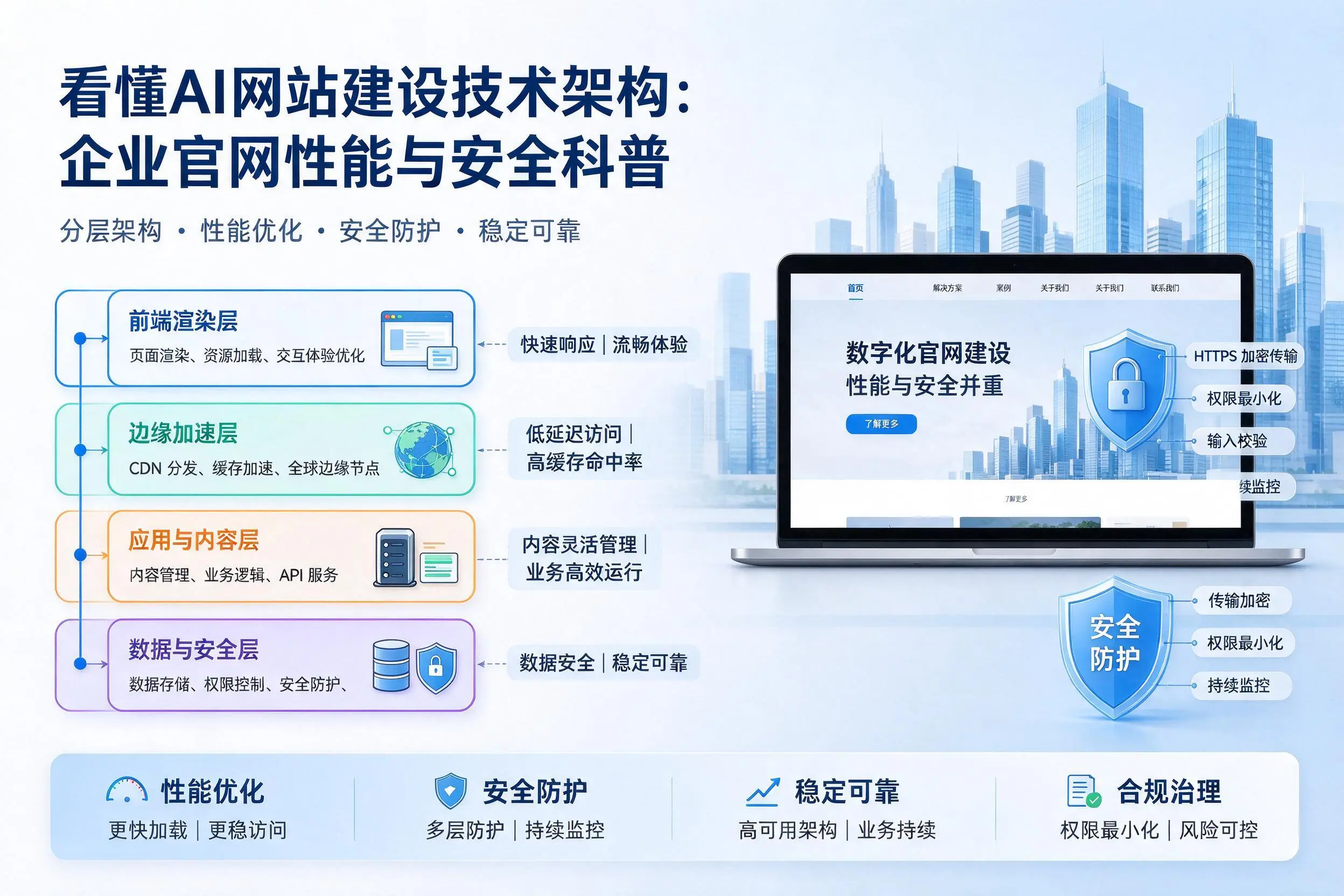 看懂AI网站建设技术架构:仙桃企业官网性能与安全科普