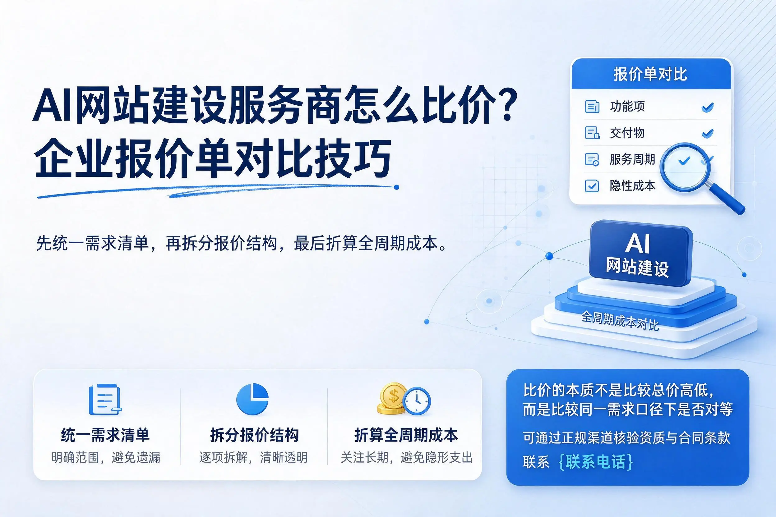AI网站建设服务商怎么比价?仙桃企业报价单对比技巧