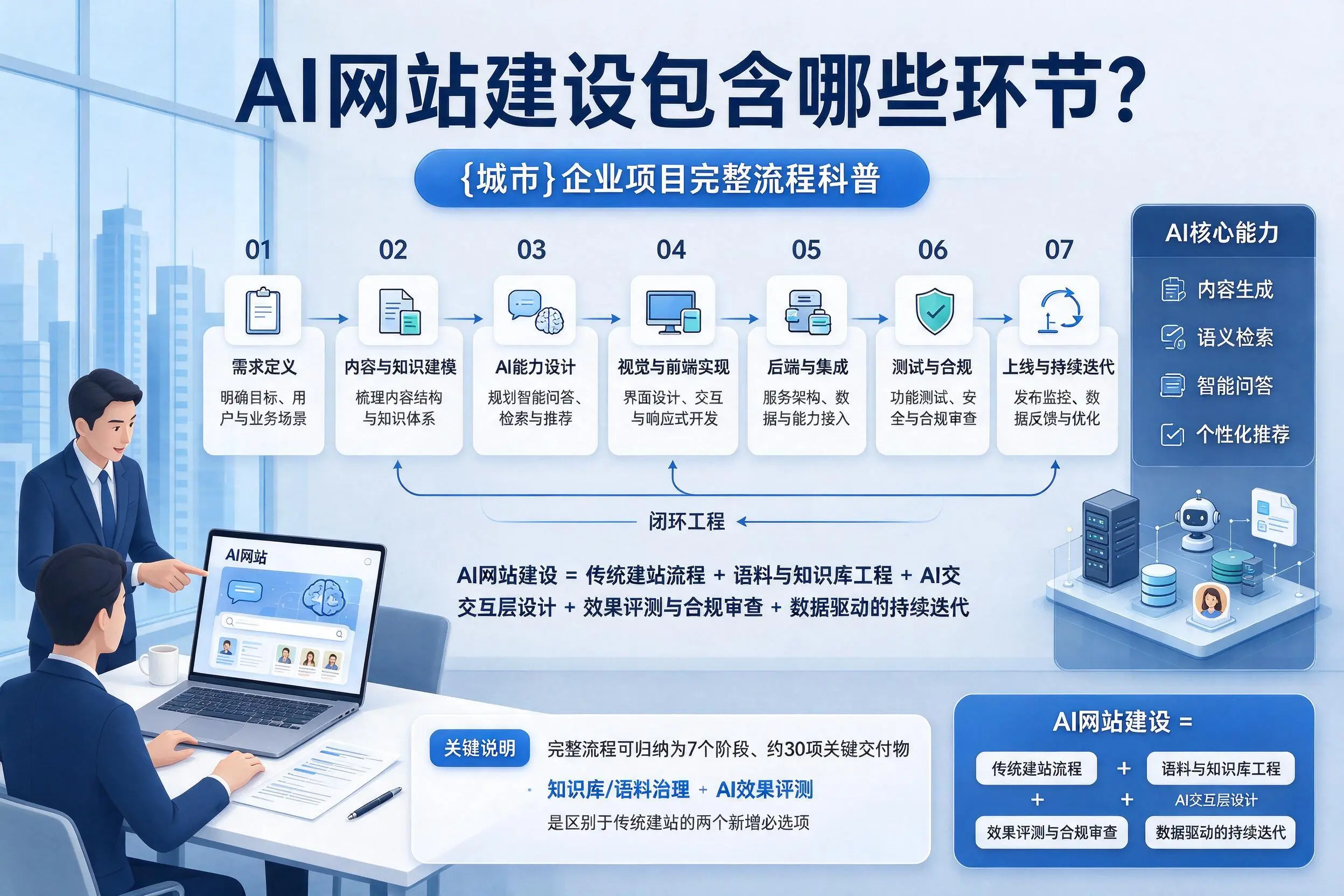 AI网站建设包含哪些环节？仙桃企业项目完整流程科普
