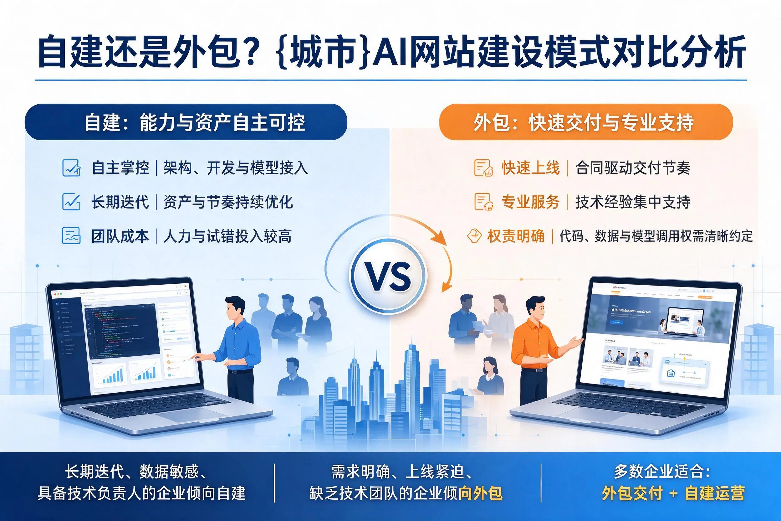 自建还是外包?仙桃AI网站建设模式对比分析