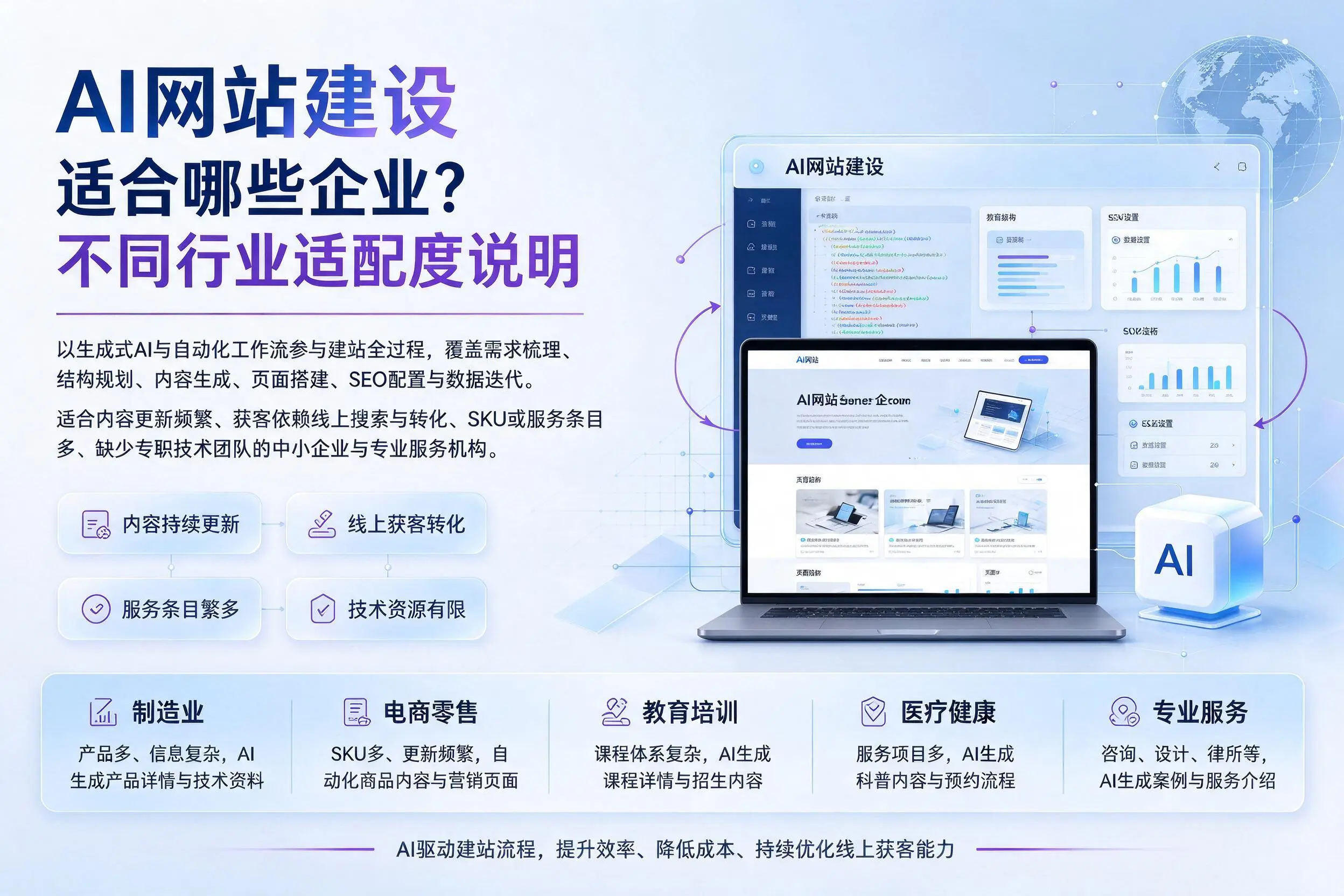 AI网站建设适合哪些企业?仙桃不同行业适配度说明